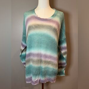 Umgee Pastel Ombré Lightweight Knit Sweater | Size Small | Sheer | Boho